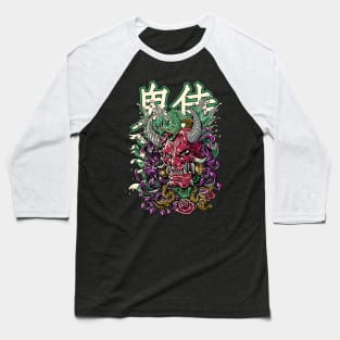 Great Japanese Oni Illustration Baseball T-Shirt